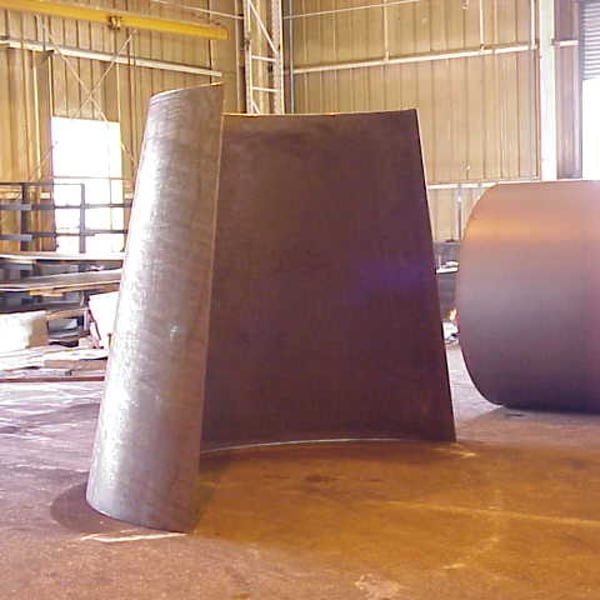 Massive rolled-and-welded steel cone fabricated for material handling