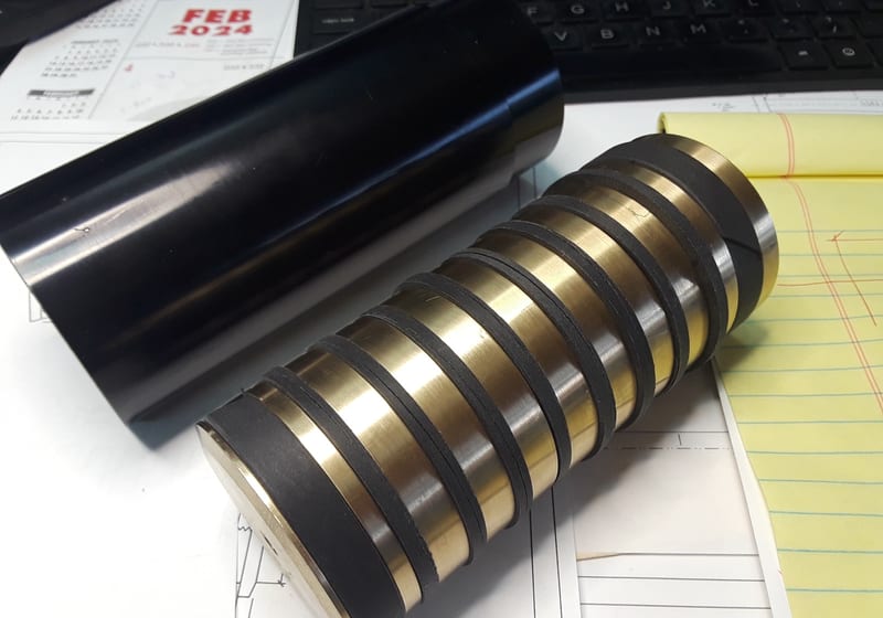 Black-coated finned roller drum (cooling/heating roller) - unique — A&K Machine & Fabrication, Jacksonville FL