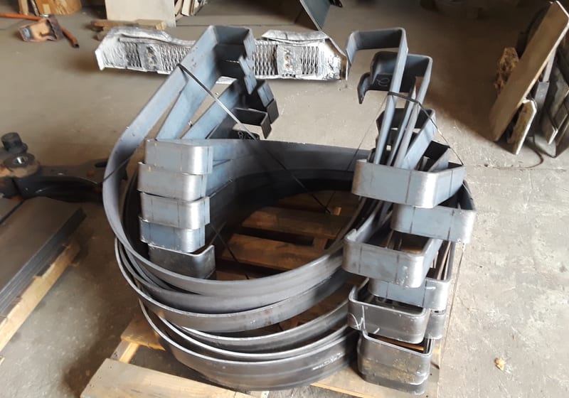 Blue painted scoop/clamshell attachments - finished product — A&K Machine & Fabrication, Jacksonville FL
