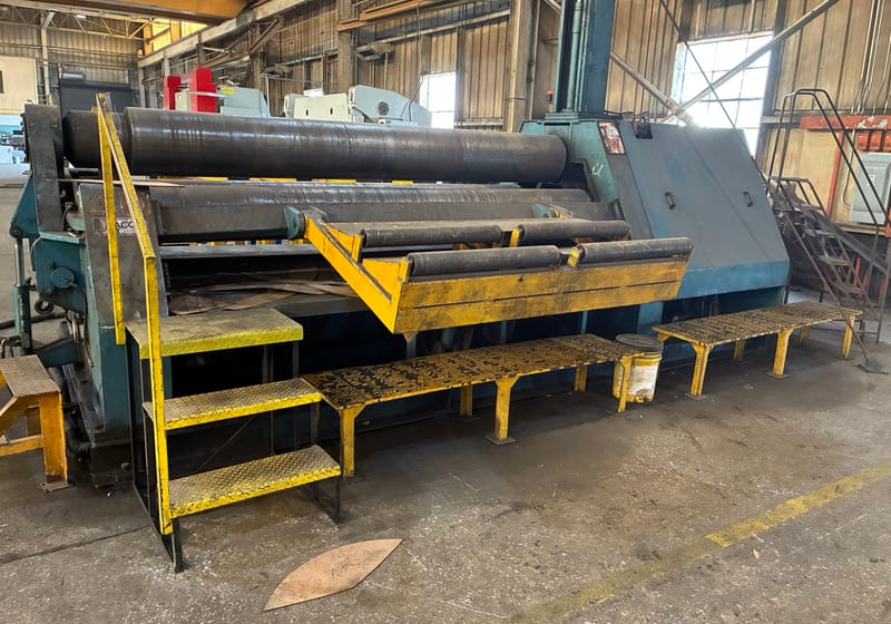 Large yellow brake press / shear machine in shop — A&K Machine & Fabrication, Jacksonville FL